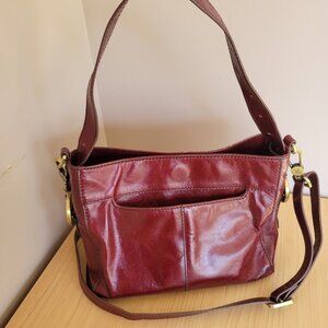Hobo Render Leather Crossbody Bag – Burgundy, Gold Hardware, Medium